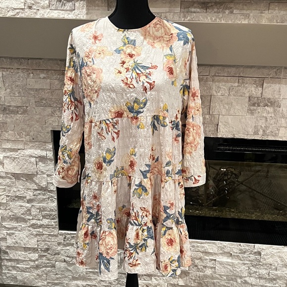 Zara long sleeve floral print Women's Dress size Large - Picture 1 of 13